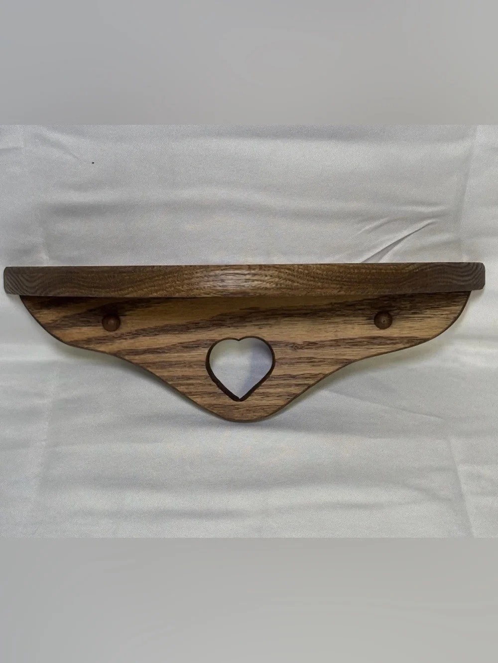 Vintage Oak Heart Cutout Shelf 4.5 x  6 x 13.5 Wall Mount Cottage Core Country